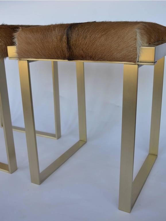 Pair of Brushed Brass Stools at 1stdibs