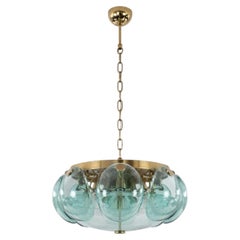 Suspension « Cristal Arte » en verre biseauté et laiton. Italie, années 1960.