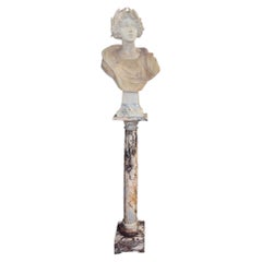 Buste en marbre italien du XIXe siècle représentant Sappho (poétesse lyrique grecque) sur socle