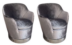 Set of Four J. Robert Scott Swivel Barrel Lounge Chairs. U.S.A. Mid-20th Century
