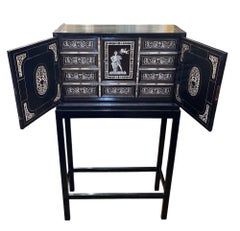 19th Century Italian Ebonized Cabinet with Inlaid Fitted Interior