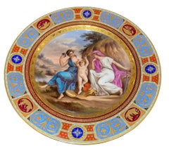 Par de platos de porcelana pintados a mano de Royal Vienna del siglo XIX