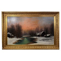 Cuadro de un paisaje invernal de Nils Hans Christiansen. Dinamarca, principios del siglo XX.