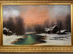 Nils Hans Christiansen Winter Landscape Painting. Denmark, Early 20th Century.