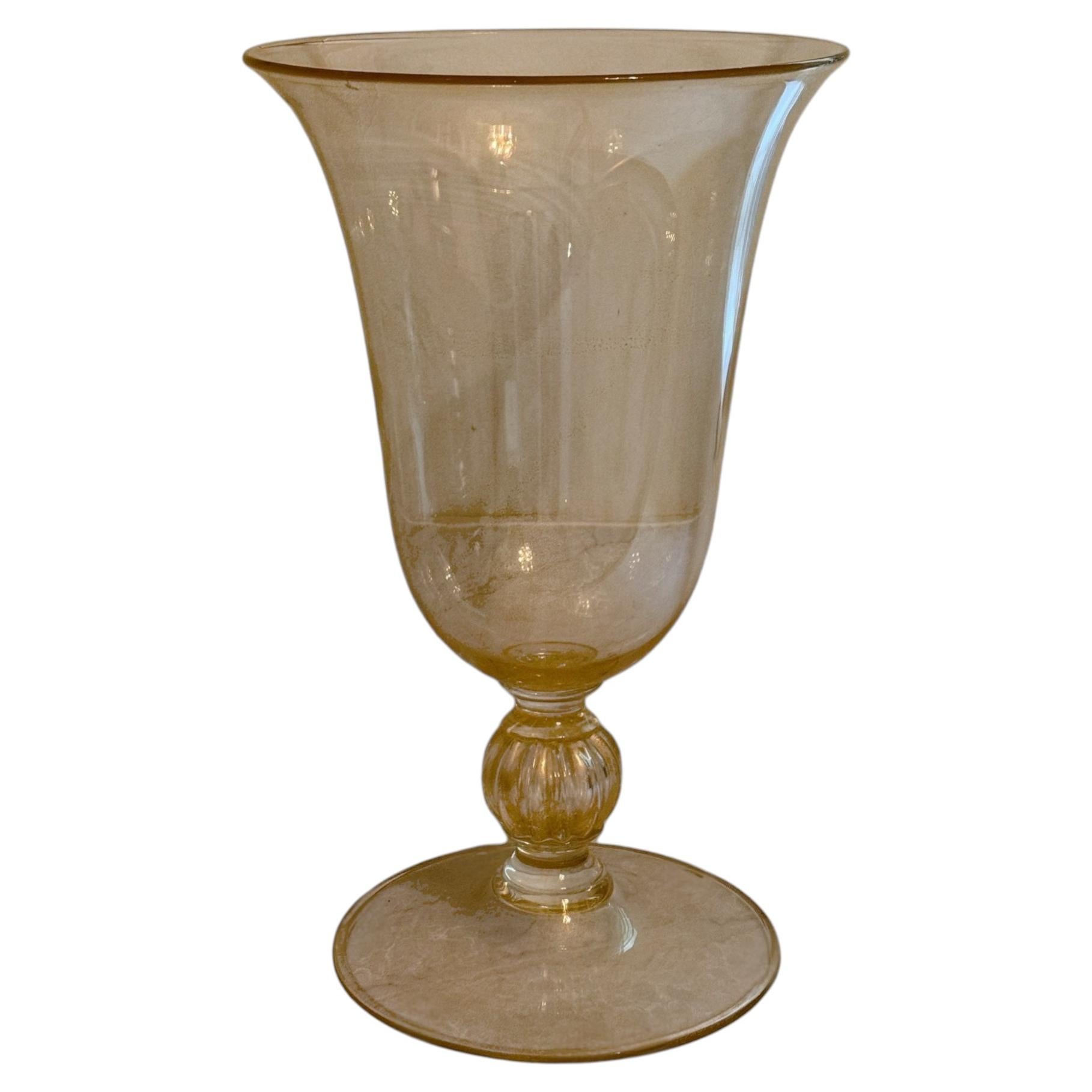 Large Italian Murano Gold Fleck Glass Vase, 20th Century For Sale