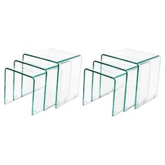 Ein Paar italienische „Waterfall Glass“-Stapeltische, 20. Jahrhundert
