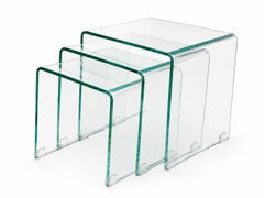 Ein Paar italienische „Waterfall Glass“-Stapeltische, 20. Jahrhundert