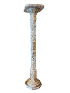 Pair of Italian Slender Marble Pedestals, 20th Century