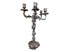 Pair of 19th Century French Silver-Plated Bronze Candelabras