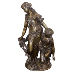 Französische Bronzeskulpturengruppe „Bacchanten“ aus dem 19. Jahrhundert, nach Clodion. Nummer 4123