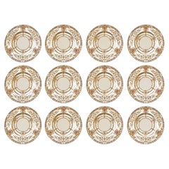 Set of Twelve Royal Worcester England Gilt Dinner Plates for R.H. Macy. New York