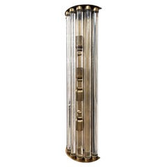 Large Italian Mid-Century Modern Brass and Glass Rods Wall Sconce, 1970's.