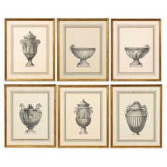 Set of Six Neoclassical Style Etchings After Carlo Antonini. Italy, 20th Century
