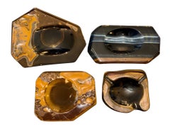 Set of Four Mid-Century Italian Carved Tiger Eye Stone Catchall Trays.