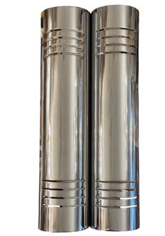 Four Italian Polished Chrome Cylindrical Wall Sconces, Italy, Mid 20th Century.
