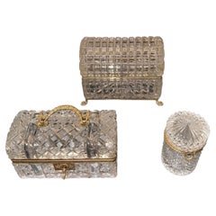 Set of Three Baccarat Crystal Jewelry Caskets, France, Late 19th Century.