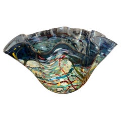 John Gerletti Signed Art Glass Centerpiece Vase, 1997, U.S.A.