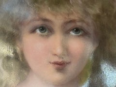 19th Century Vienna Porcelain Portrait Plate in Giltwood Frame Signed F. Fenner.