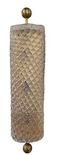 Vintage Single Murano Glass & Brass Wall Sconce. Italy, 1970's.