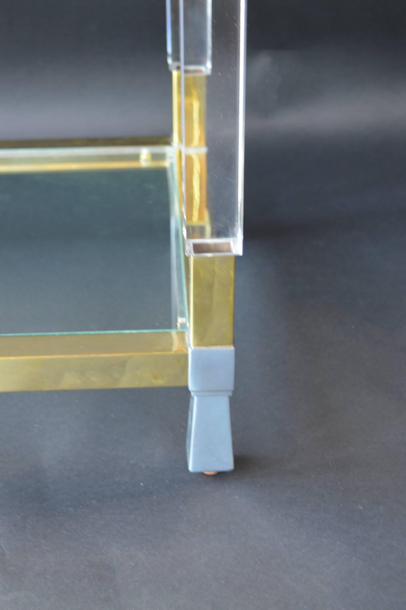 Mid-Century Modern Lucite and Brass Console Table