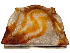 Mazzega Amber & Clear Murano Glass Wall Sconce or Flush Mount, Italy, 1970's.