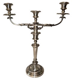 Pair of Silver Candelabras with Floral Detailing, France, Mid-20th Century.