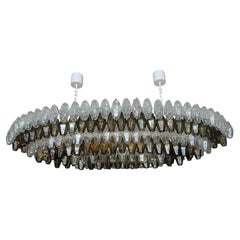 Grey & Crystal Murano Glass Poliedri Chandelier. Italy, 1980's.