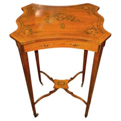 19th Century English Adam Style Satinwood & Maple Scalloped Side Table.
