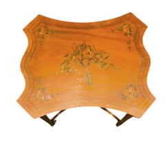 19th Century English Adam Style Satinwood & Maple Scalloped Side Table.