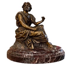 19th Century French Bronze Figure of Ancient Greek Philosopher Zeno of Elea.