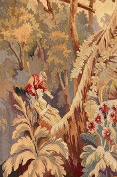 19th Century French Wool Aubusson-Style Pastoral Landscape Tapestry