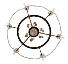 Gold Leaf Wrought Iron Rock Crystal & Citrine Fruit Chandelier Italy Mid-20th C.