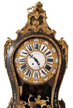 18th Century French Louis XV Lenoir à Paris Floral Cartel Clock & Bracket