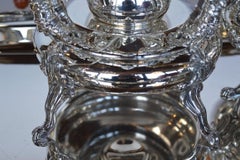 Service à thé et à café péruvien du XIXe siècle en argent massif, avec plateau