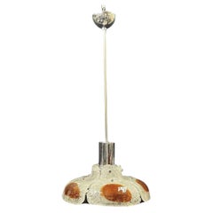 Colgante italiano de Mazzega con ámbar y cristal de Murano transparente, década de los 70