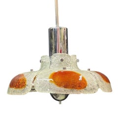 Colgante italiano de Mazzega con ámbar y cristal de Murano transparente, década de los 70