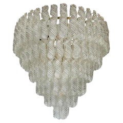 Italian Spiral Hand-Blown Murano Glass Chandelier, 1960's.