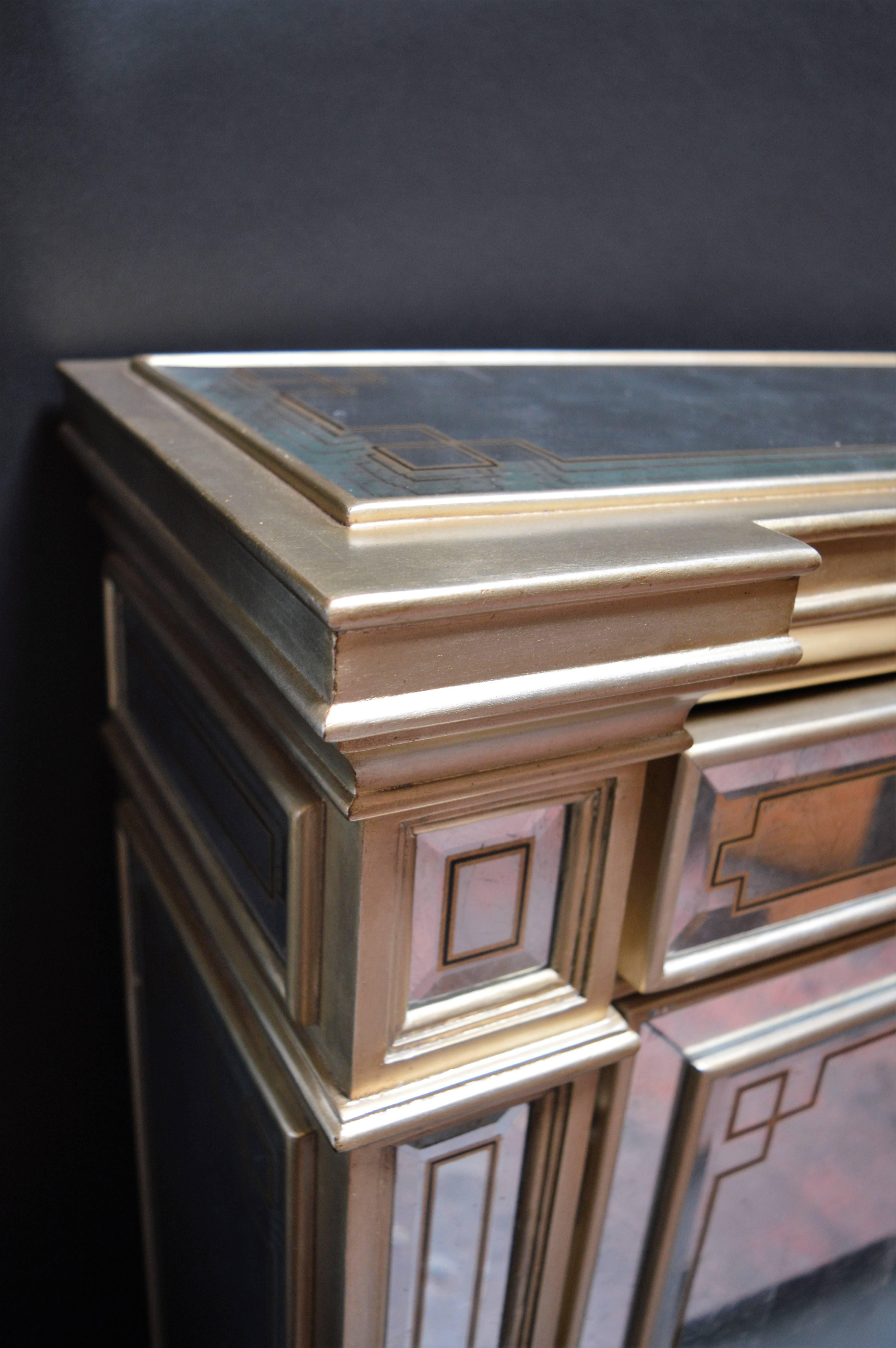 White Gold Mirrored Ferguson Copeland Commode In Excellent Condition In Los Angeles, CA