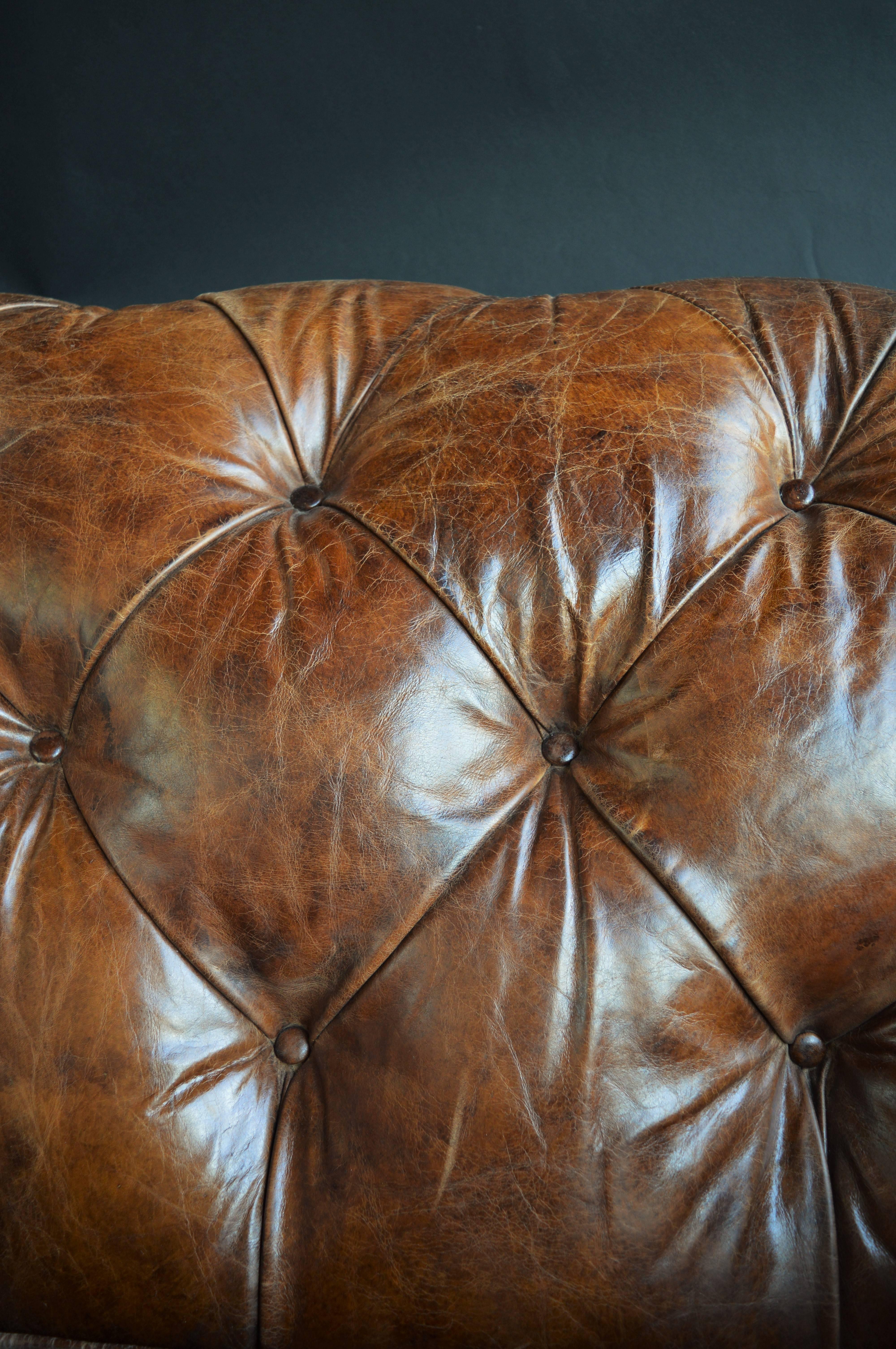 20th Century Pair of Leather Chesterfield Club Chairs