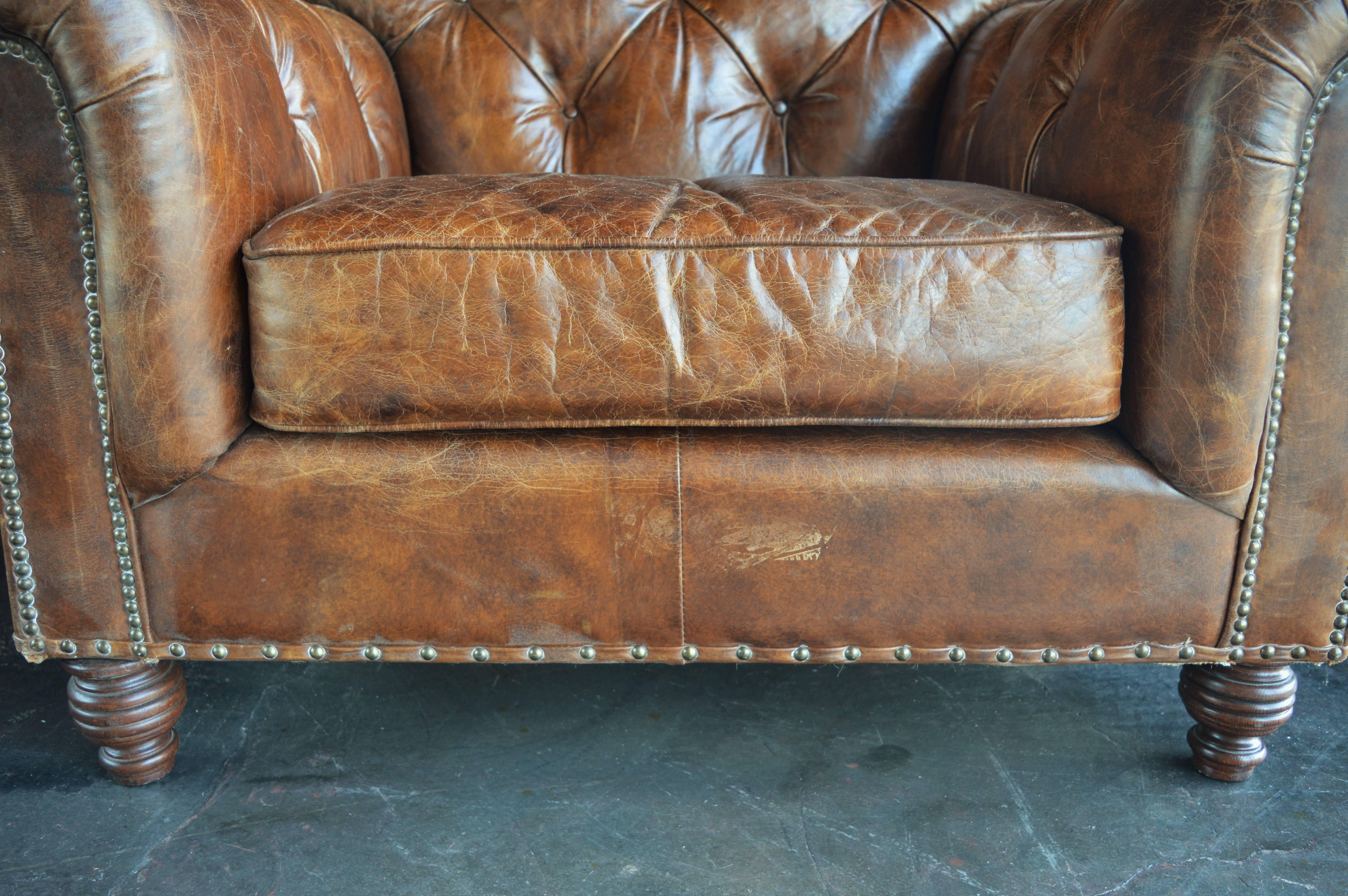 Pair of Leather Chesterfield Club Chairs 1