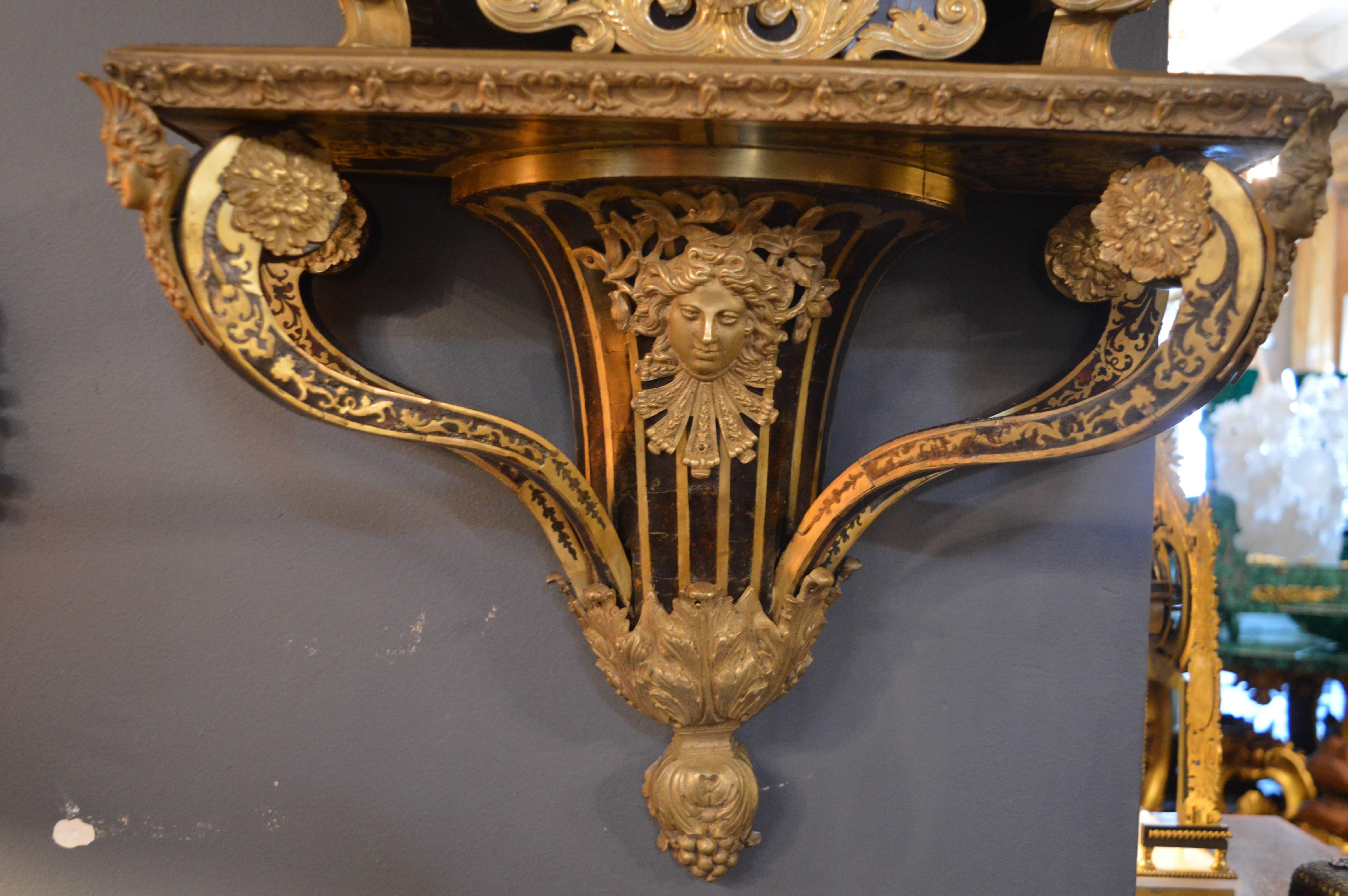 19th Century French Gilt Tortoise Shell Clock with Base For Sale 5