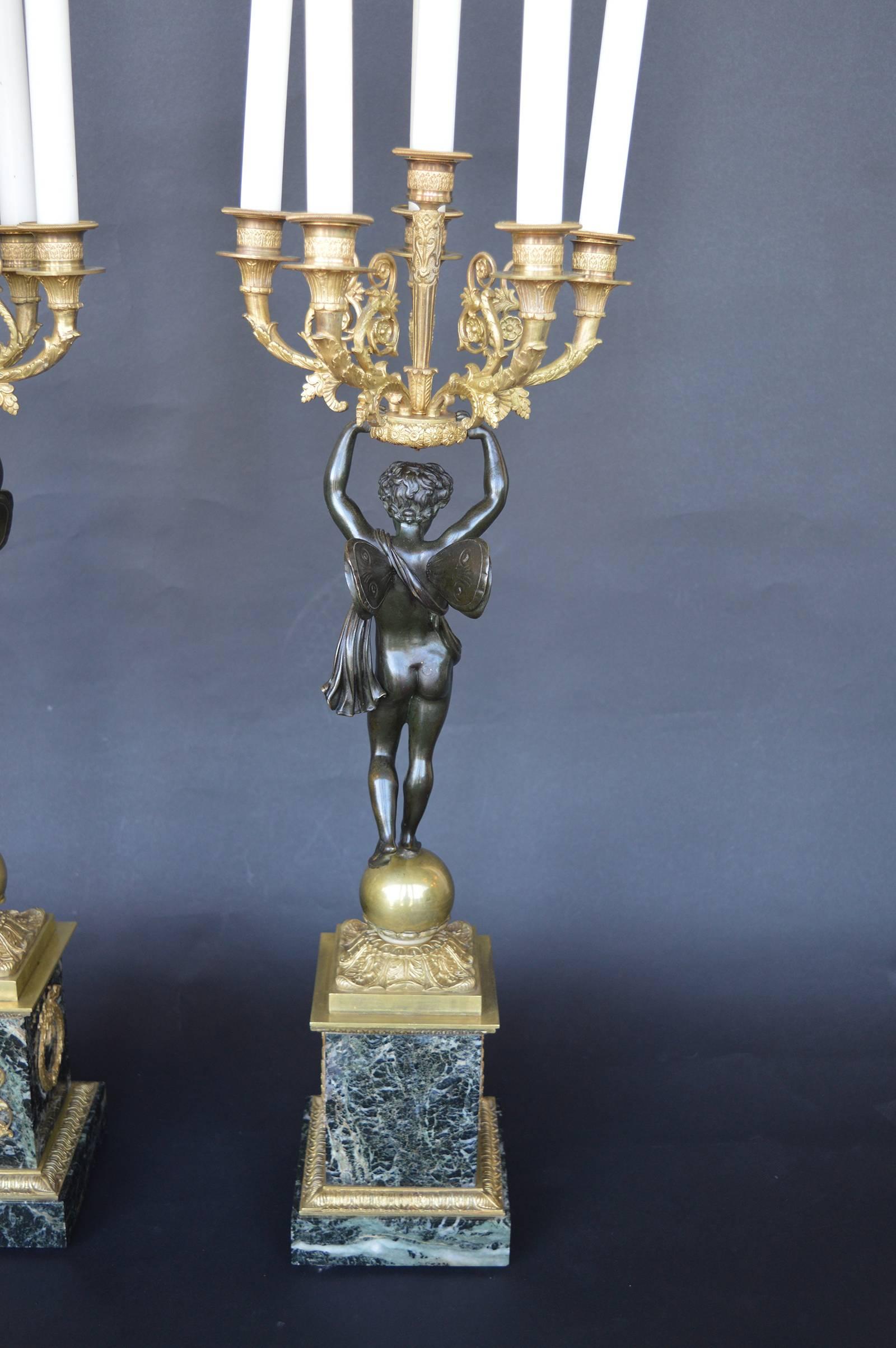 Pair of Empire Style Candelabra In Excellent Condition For Sale In Los Angeles, CA