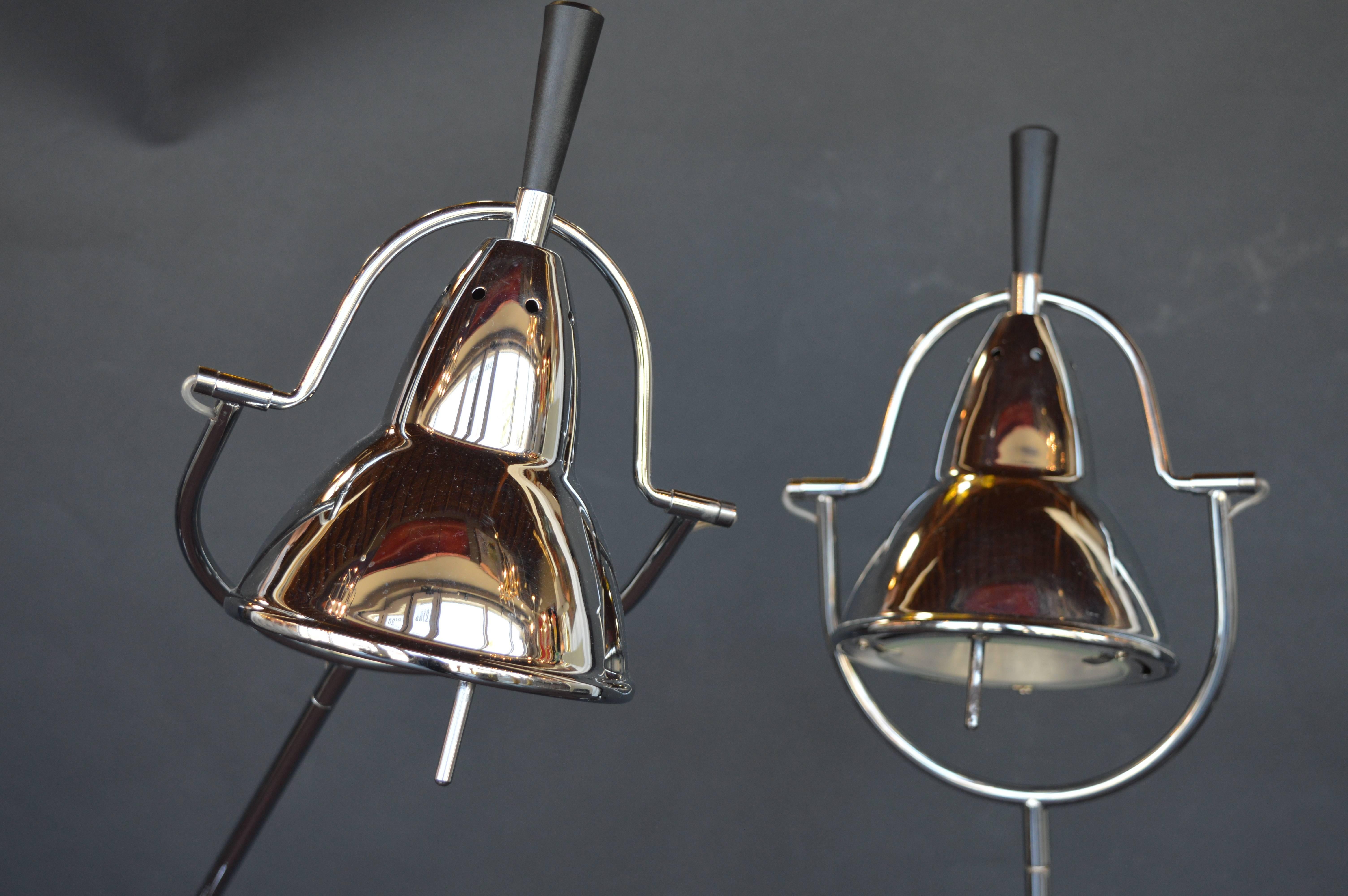 20th Century Pair of Hinged Chrome Modern Lamps