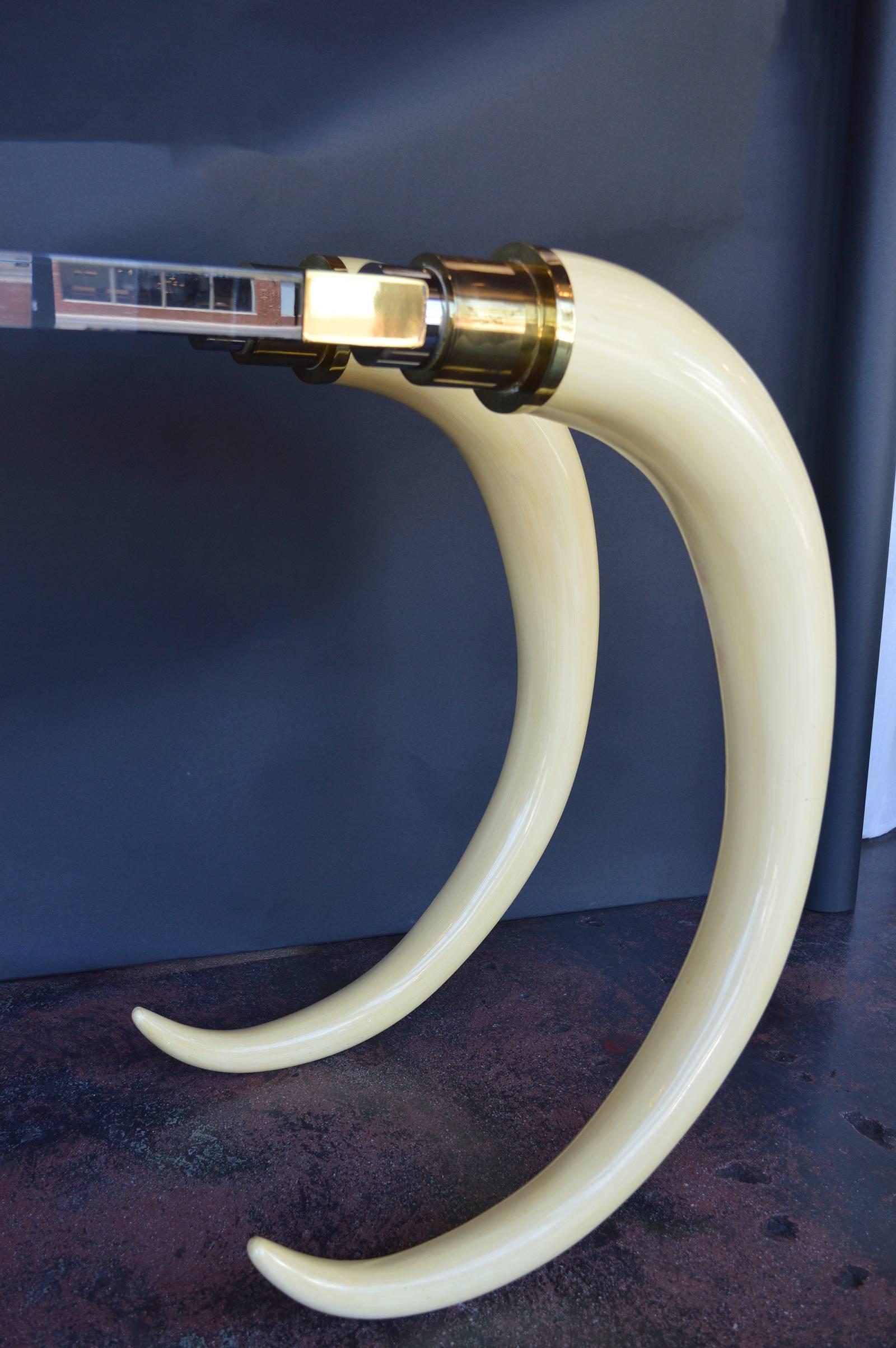 American Vintage Lucite and Faux Tusk Console