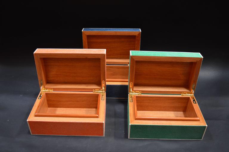 Set of Three Colorful Shagreen Boxes For Sale at 1stdibs