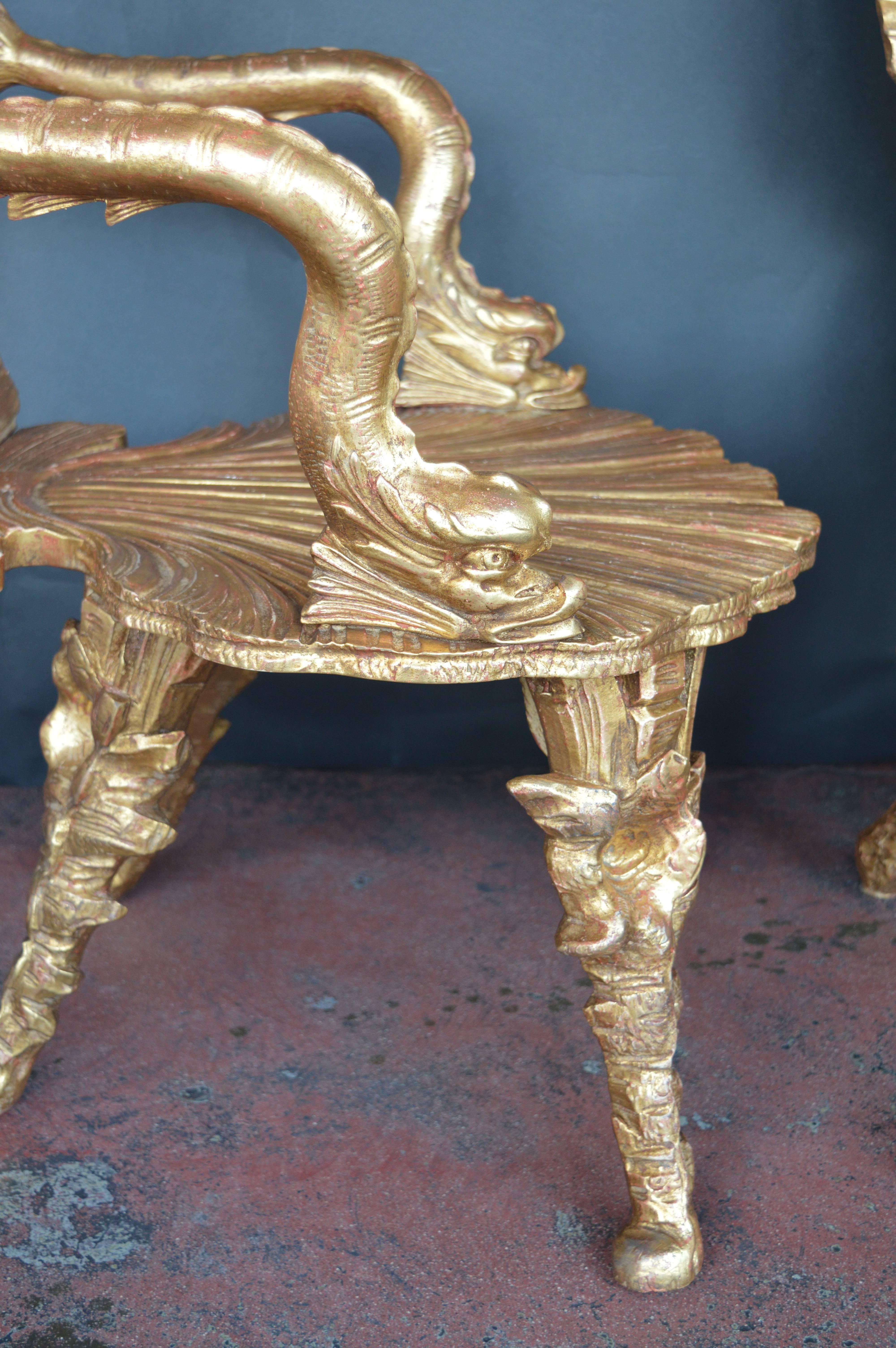 Two Giltwood Grotto Chairs 3