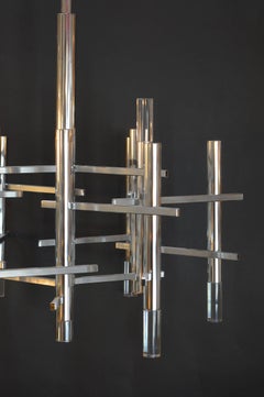 Chrome and Lucite Sciolari Chandeliers