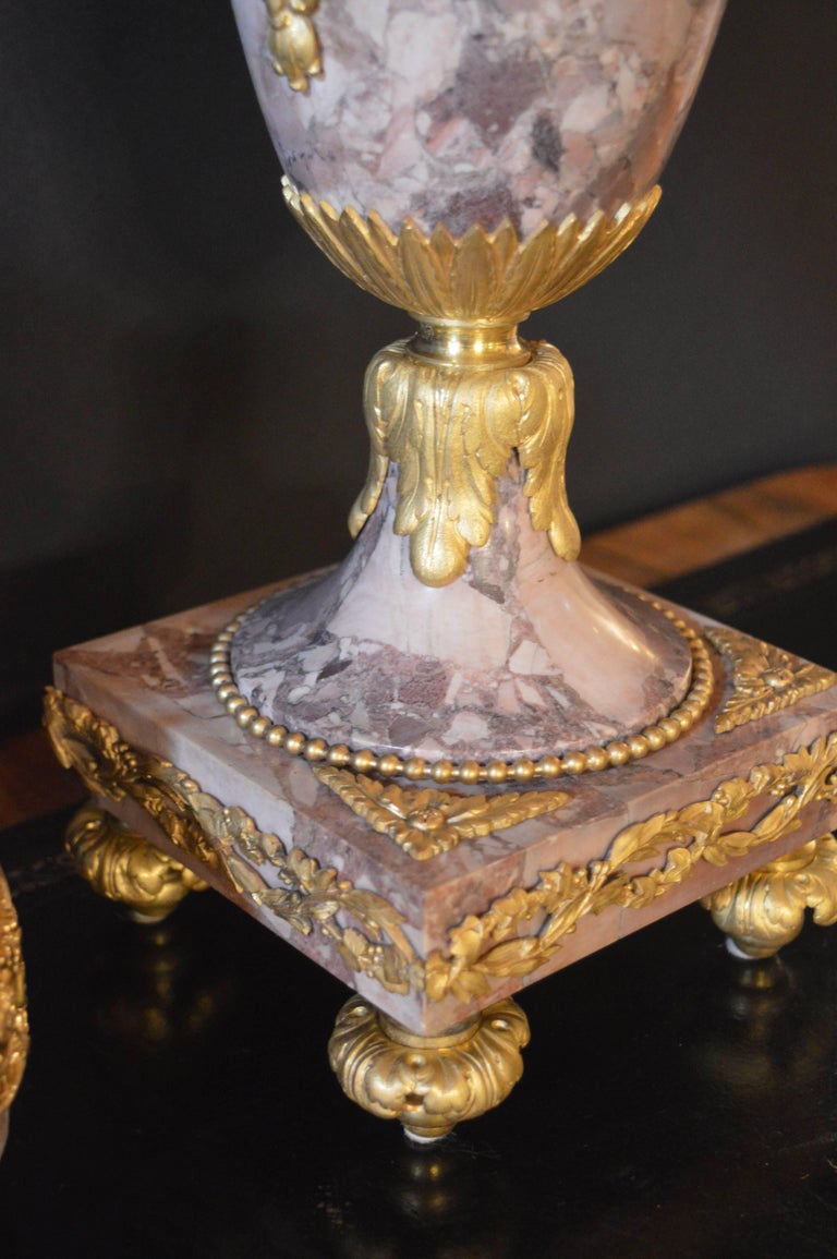 19th Century Gilt Bronze Ormolu and Marble Clockset at 1stDibs
