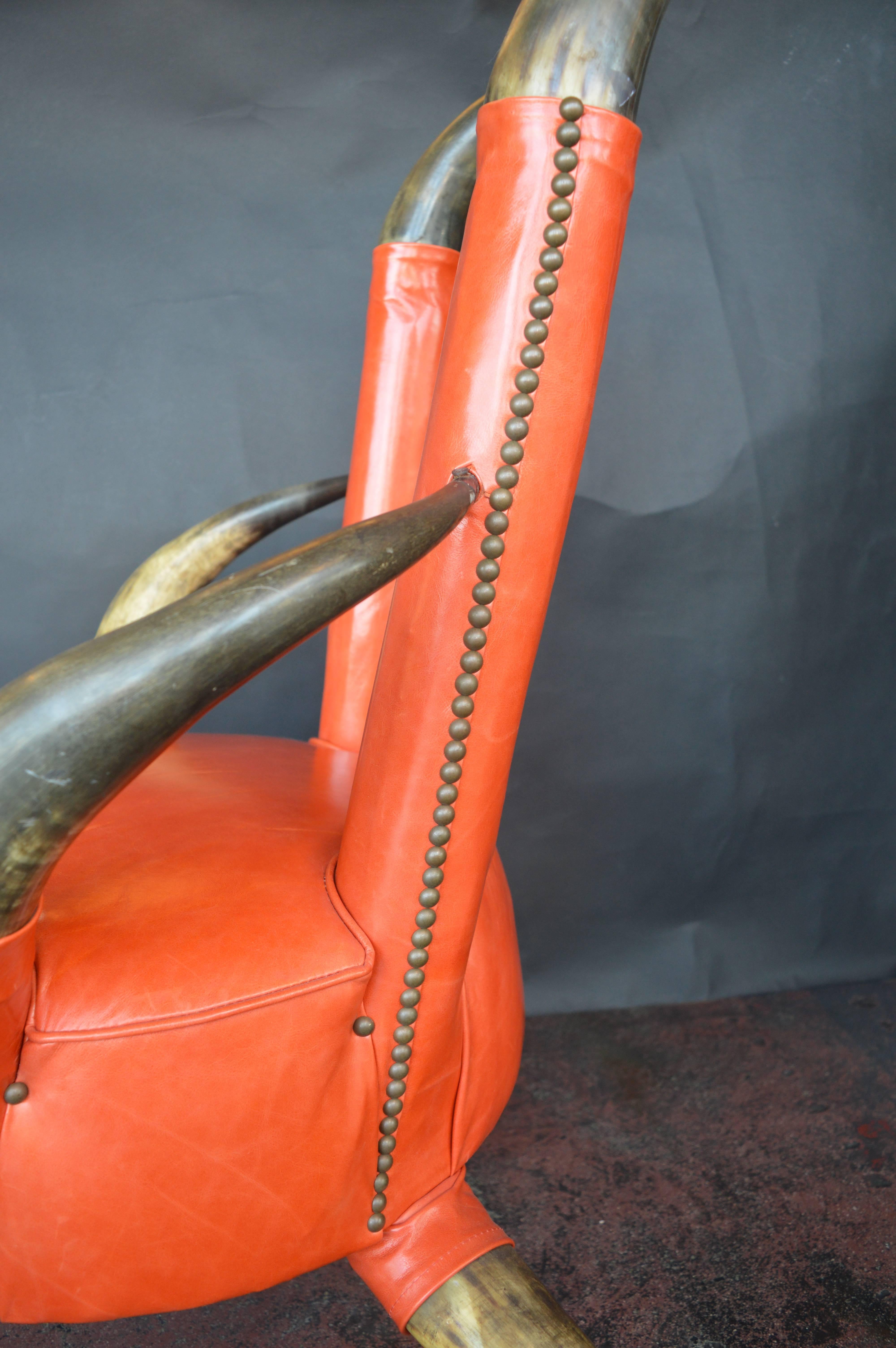 Cow Horn Chair with Ottoman In Excellent Condition For Sale In Los Angeles, CA