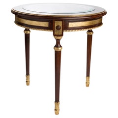 The Ashford hand carved hardwood Table, Mahogany & Gold Leaf & Crystal Glass top